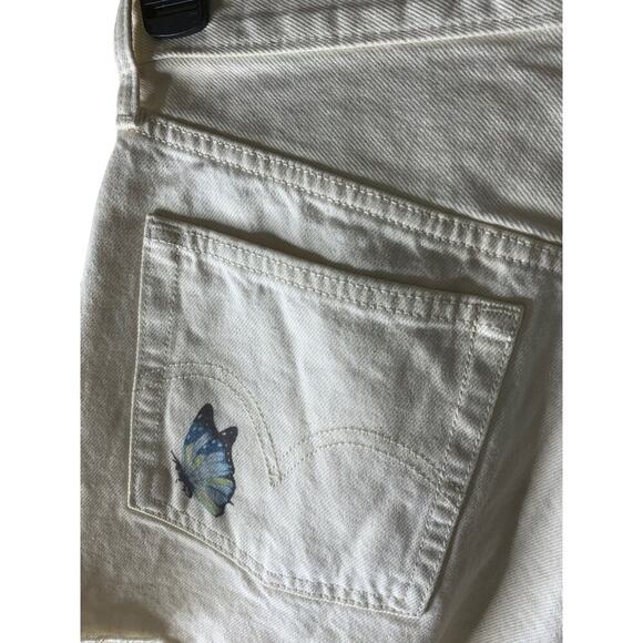 Levi's 501 Jean Shorts ButterflyPrint Raw Hem Women's Size 27 Button Fly New - Picture 10 of 14